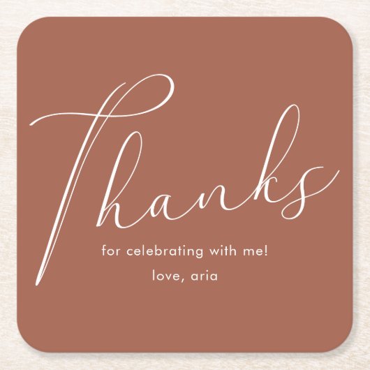 Elegante Calligrafy Graduation Party Danke Rechteckiger Pappuntersetzer (Vorderseite)