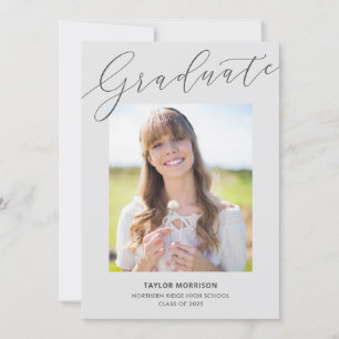Elegante Calligrafy Gray 2025 Foto Abschluss Einladung