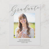 Elegante Calligrafy Gray 2025 Foto Abschluss Postkarte (Vorderseite)