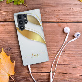 Elegante Calligrafy Initials Gold White Samsung Galaxy Hülle