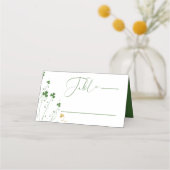 Elegante Calligrafy Kleeblatt Wildblume Hochzeit Platzkarte (Vorderseite)