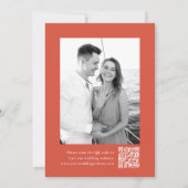 Elegante Calligrafy Orange Foto QR Code Hochzeit Save The Date (Rückseite)