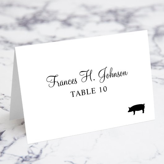 Elegante Calligrafy Pork Platzkarten Tischnummer