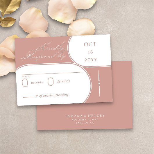 Elegante Calligrafy Rose Gold Wedding RSVP Karte