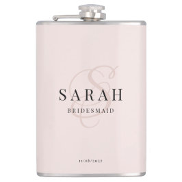 Elegante Calligrafy Rose Monogram Bridesmaid Gift Flachmann