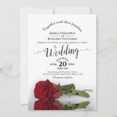 Elegante Calligrafy Rote Rose QR Code Wedding Einladung (Vorderseite)