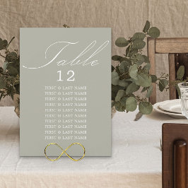 Elegante Calligrafy Sage Green Table Sitzkarte Einladung