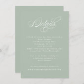 Elegante Calligrafy Sage Green Wedding Details Begleitkarte (Vorne/Hinten)