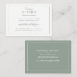 Elegante Calligrafy Sage Green Wedding Details Begleitkarte