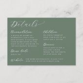 Elegante Calligrafy Sage Green Wedding Details Begleitkarte (Vorderseite)