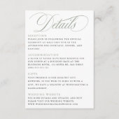 Elegante Calligrafy Sage Green Wedding Details Begleitkarte (Vorderseite)