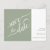 Elegante Calligrafy Sage Wedding Save the Date Ankündigungspostkarte (Vorderseite)