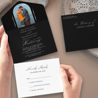 Elegante Calligrafy Schwarz-weiß Foto UAWG Wedding