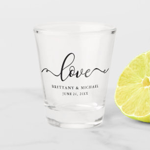Elegante Calligrafy Script-Liebe Hochzeit Schnapsglas