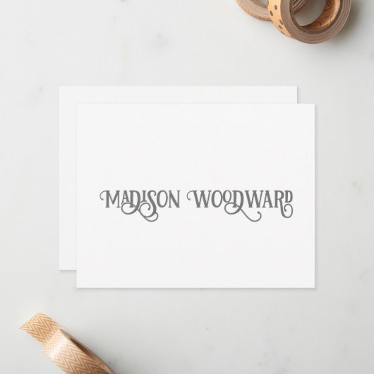 Elegante Calligrafy Script Note Card Mitteilungskarte (Vorderseite/Rückseite Beispiel)