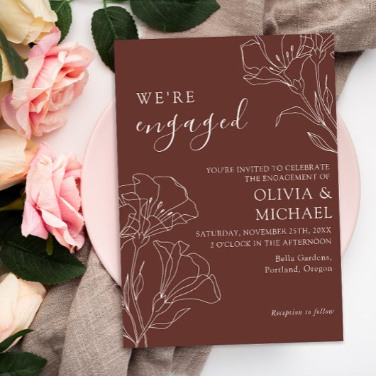 Elegante Calligrafy Simple Engagement Party Einladung