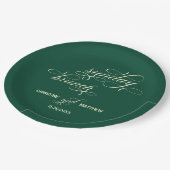 Elegante Calligrafy Sunday Brunch Aquamarin Hochze Pappteller (Schrägansicht)