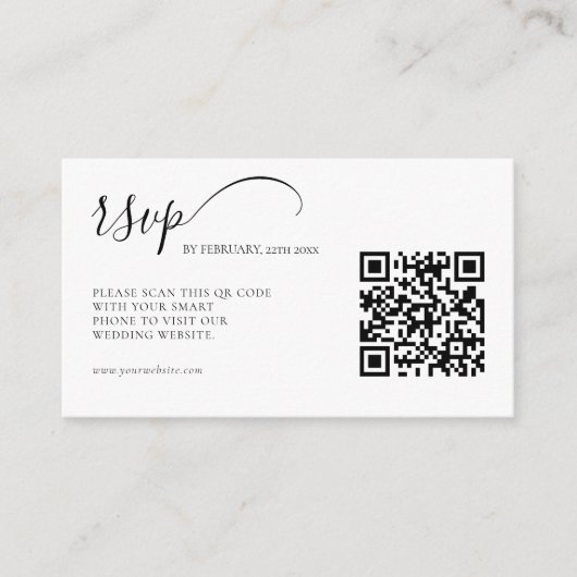 Elegante Calligrafy UAWG QR Code Wedding Begleitkarte (Vorderseite)