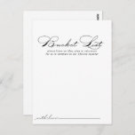 Elegante Calligrafy Wedding Bucket List Cards Postkarte<br><div class="desc">Diese eleganten kalligraphischen Eimerkarten sind die perfekte Wahl für einen rustikalen Hochzeitsempfang oder Brautparty. Das schlichte und stilvolle Design zeichnet sich durch klassische und extravagante Schrift-Typografie in Schwarz und Weiß aus. Ändern Sie den Wortlaut in Anzug jedes Lebensereignisses. Das Schild der Schaufelliste wird separat verkauft.</div>