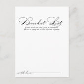Elegante Calligrafy Wedding Bucket List Cards Postkarte (Vorderseite)