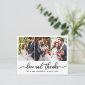Elegante Calligrafy Wedding Danke 3 Foto Postkarte (Stehend Vorderseite)