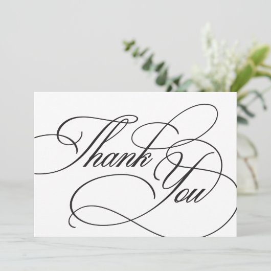 Elegante Calligrafy Wedding Danke Card (Stehend Vorderseite)