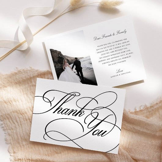 Elegante Calligrafy Wedding Danke Card