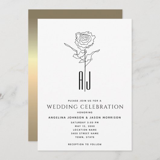 Elegante Calligrafy Wedding Einladung (Vorne/Hinten)