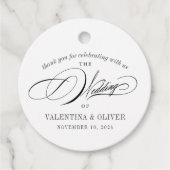 Elegante Calligrafy Wedding Geschenkanhänger (Vorderseite)