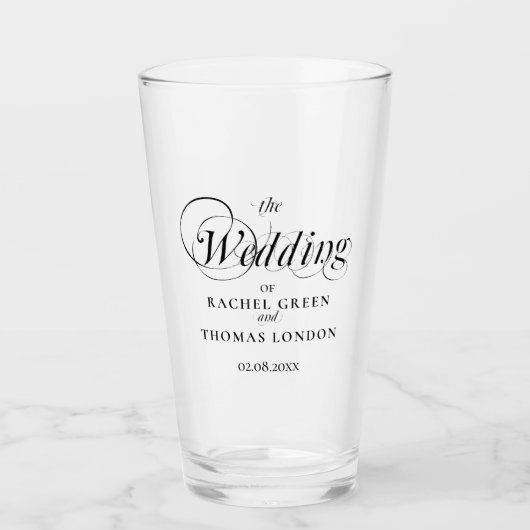 Elegante Calligrafy Wedding Glas (Vorderseite)