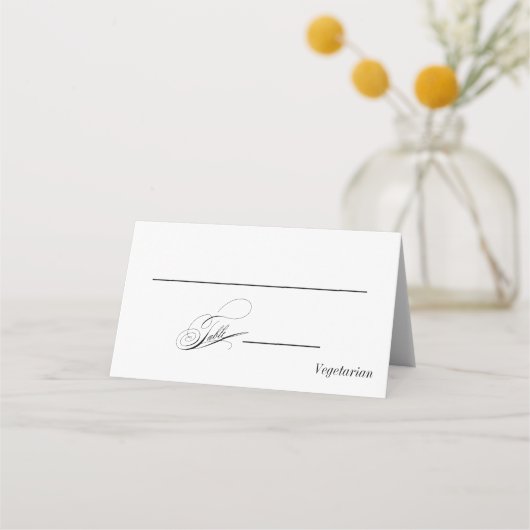 Elegante Calligrafy Wedding Platzkarte (Vorderseite)