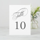 Elegante Calligrafy Wedding Tischnummern (Stehend Vorderseite)
