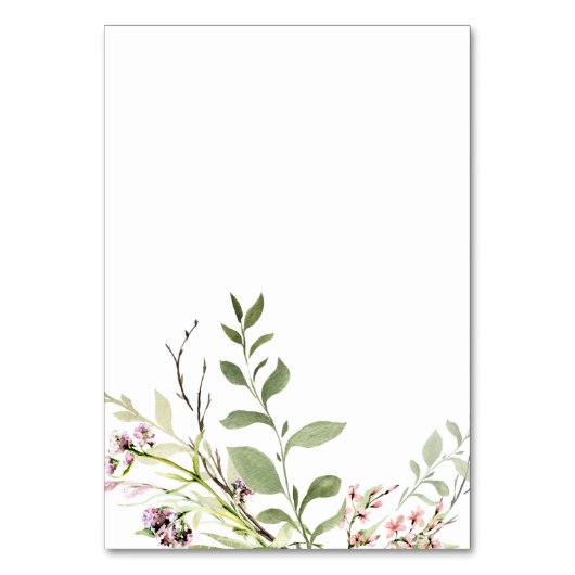 Elegante Calligrafy Wildblume Tischnummer Card (Rückseite)