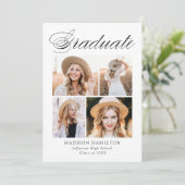 Elegante Calligraphie 4 Foto Abschluss Ankündigung (Stehend Vorderseite)