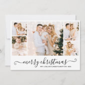 Elegante Calligraphie 5 Foto Collage Weihnachtskar Einladung (Vorderseite)