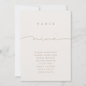 Elegante Calligraphie Beige Nine Tischnummer (Rückseite)