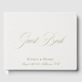 Elegante Calligraphie Beige & Sage Green Wedding Gästebuch (Vorderseite)