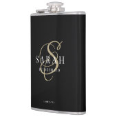 Elegante Calligraphie Black Monogram Bridesmaid Gi Flachmann (Links)