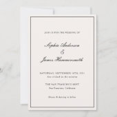 Elegante Calligraphie Cream Black Frame Wedding Einladung (Vorderseite)