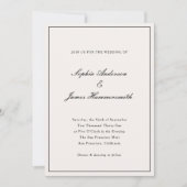 Elegante Calligraphie Cream White Black Wedding Einladung (Vorderseite)