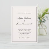 Elegante Calligraphie Cream White Black Wedding Einladung (Stehend Vorderseite)