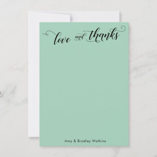 Elegante Calligraphie Danke Light Green (Vorderseite)