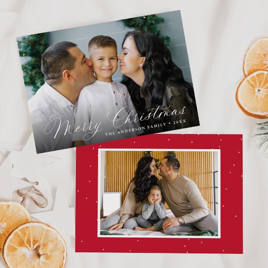 Elegante Calligraphie Frohe Weihnachten Rot 2 Foto