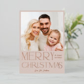 Elegante Calligraphie Frohe Weihnachts-Foto Folieneinladung (Stehend vorne)