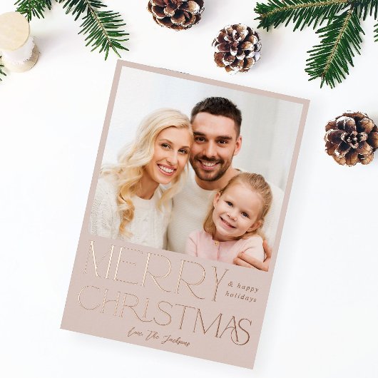 Elegante Calligraphie Frohe Weihnachts-Foto Folieneinladung