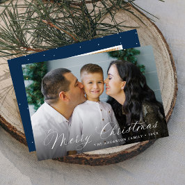 Elegante Calligraphie Frohe Weihnachtsnacht 2 Foto Feiertagskarte