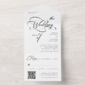 Elegante Calligraphie Hochzeit Schwarz & Weiß All In One Einladung (Innen Boden)