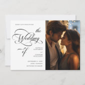 Elegante Calligraphie Hochzeit Schwarz & Weiß Save The Date (Vorderseite)