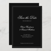 Elegante Calligraphie Klassische Schwarze Grenzhoc Save The Date (Vorne/Hinten)