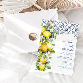 Elegante Calligraphie Lemon Mediterrane Hochzeit Einladung
